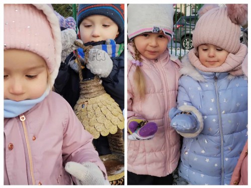 Dokarmianie ptaków w ogrodzie przedszkola