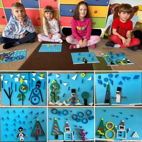 Zimowe obrazki z darów Froebla