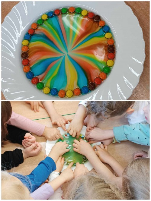 Doświadczenie- Tęcza na talerzu